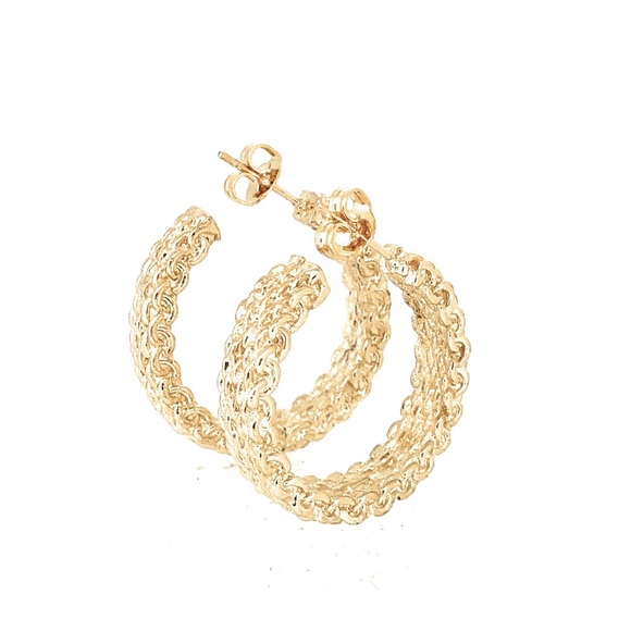 Luxury Semi Hoop Earrings | 14 Gold Plated - Picture 2 of 8